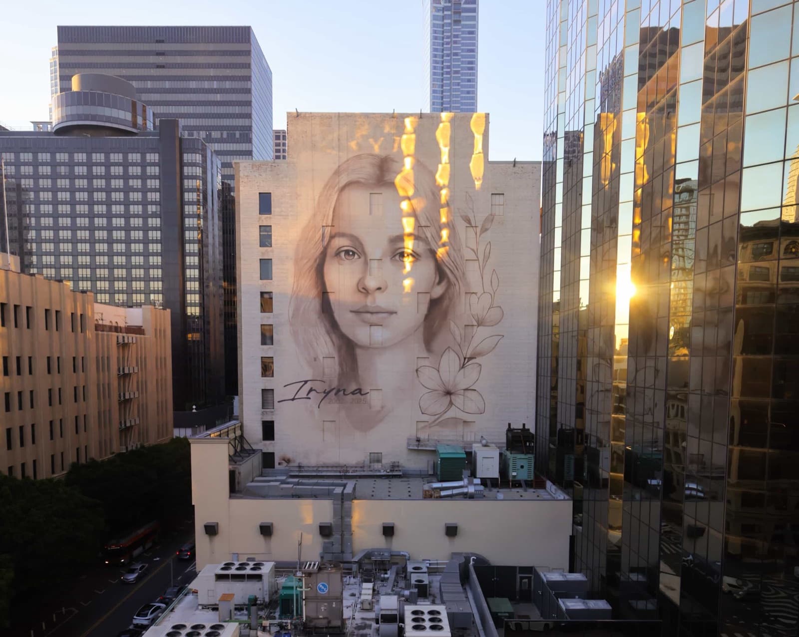 Memorial mural for Iryna Zarutska in Los Angeles, California